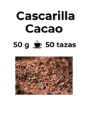 Cascarilla de cacao, una parte del fruto del cacao rica en antioxidantes y nutrientes. Tiene beneficios para la salud como mejorar el estado de ánimo