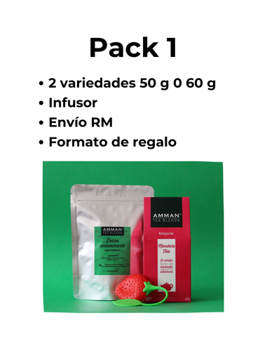 Pack regalo Navidad 1: 2 té a elección + 1 infusor a elección + envío en RM