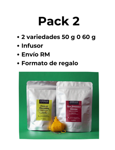 Pack regalo Navidad 2: 2 té a elección + 1 infusor a elección + envío en RM