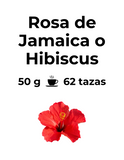 Flor de hibisco de color rojo intenso, conocida como Rosa de Jamaica o flor de Jamaica 50 gramos