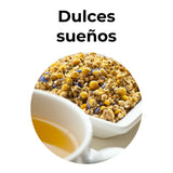 Mezcla de hierbas para dormir con manzanilla y flores, infusión relajante para el descanso.