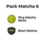 Pack de Matcha detox 50g con bowl para preparación de té Matcha en casa.