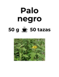 Palo negro (Leptocarpha rivularis): planta medicinal chilena. Imagen muestra hojas verdes alargadas y flores amarillas. Texto en la imagen indica nombre común. Hierba nativa con propiedades antiinflamatorias y analgésicas, utilizada en medicina tradicional mapuche.