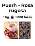 Té rojo Puerh combinado con Rosa rugosa. Un té saludable rico en antioxidantes que combate el estrés y te hace perder peso