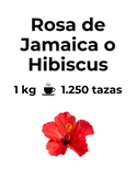 Flor de hibisco de color rojo intenso, conocida como Rosa de Jamaica o flor de Jamaica 1 kilo