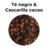 Mezcla de té negro con cascarilla de cacao, infusión intensa y aromática.