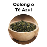 Té oolong o té azul en hojas enrolladas para infusión suave y antioxidante.