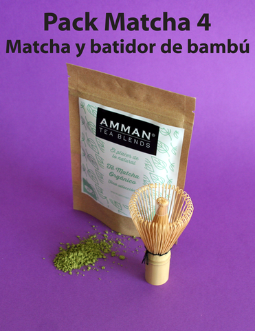 Pack 4: 50 g Té Matcha detox + Batidor de Bambú (Chasen) Desafío Detox 50 días