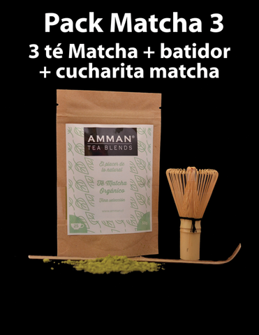 Pack 3: 50 g Té Matcha detox x 3 + Batidor (Chasen) + cucharita de bambú (Chasaku) Desafío Detox 150 días