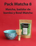 Pack 8: 50 g Té Matcha detox + Batidor (Chasen) + Bowl Matcha negro Desafío Detox 50 días